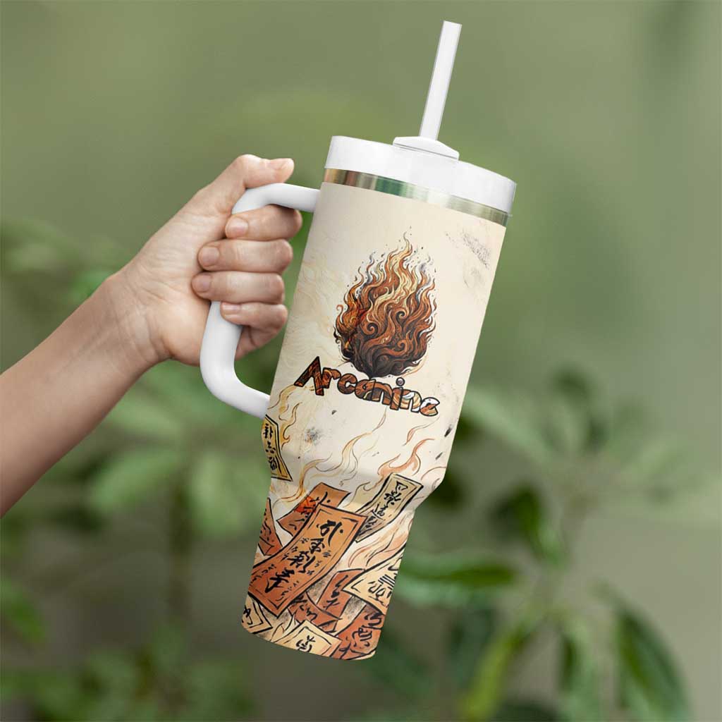 Arcanine Tumbler With Handle Japanese Spell Tag Fire Art