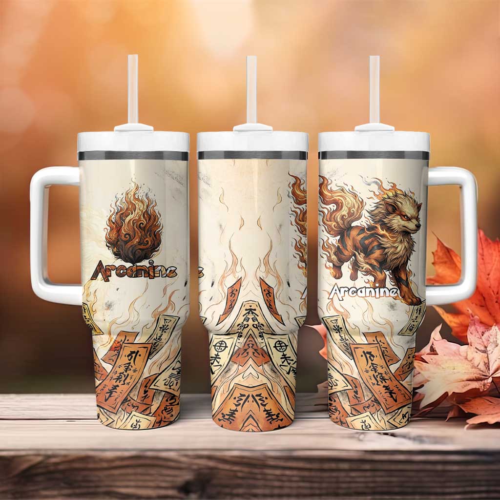 Arcanine Tumbler With Handle Japanese Spell Tag Fire Art