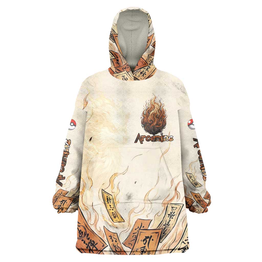 Arcanine Wearable Blanket Hoodie Japanese Spell Tag Fire Art