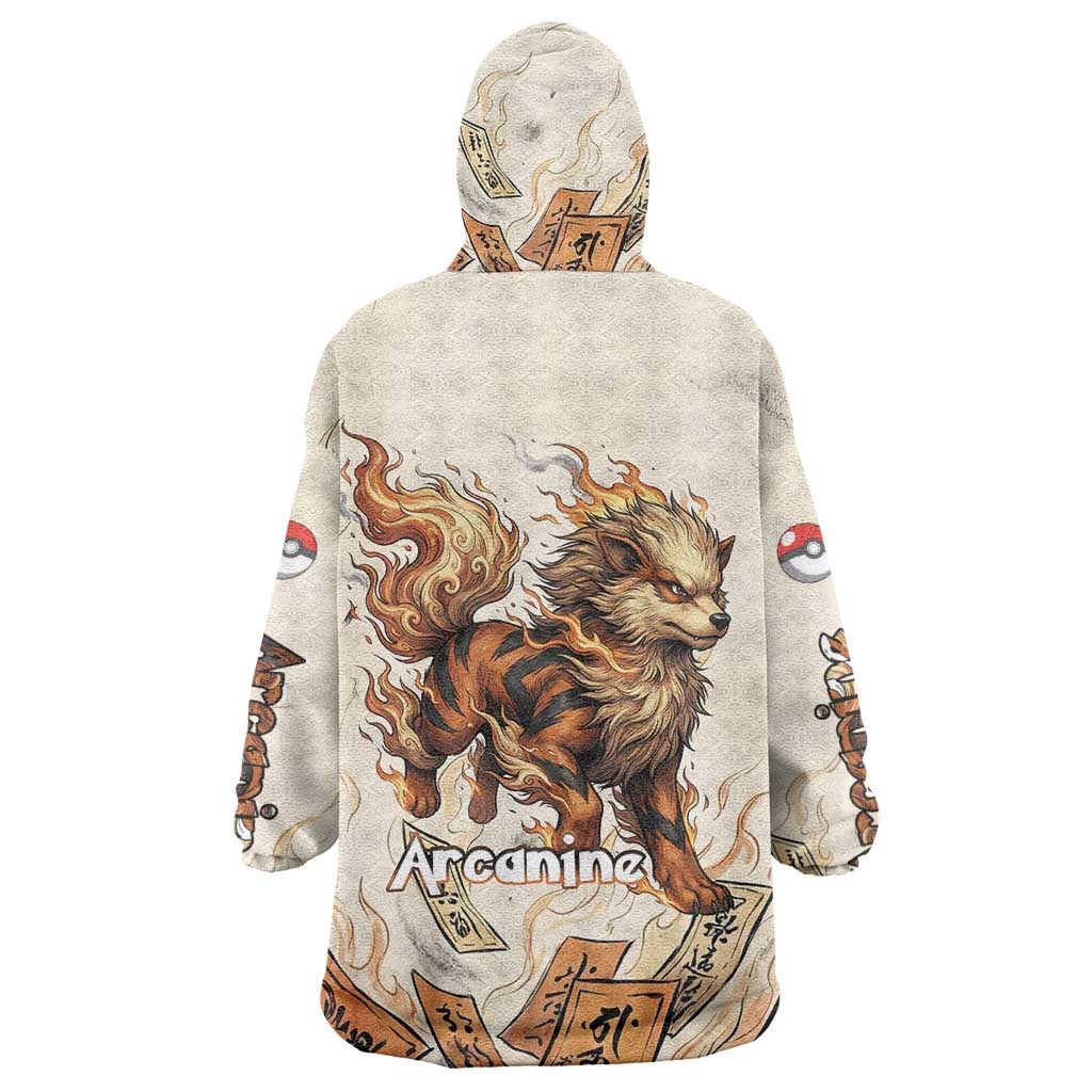 Arcanine Wearable Blanket Hoodie Japanese Spell Tag Fire Art