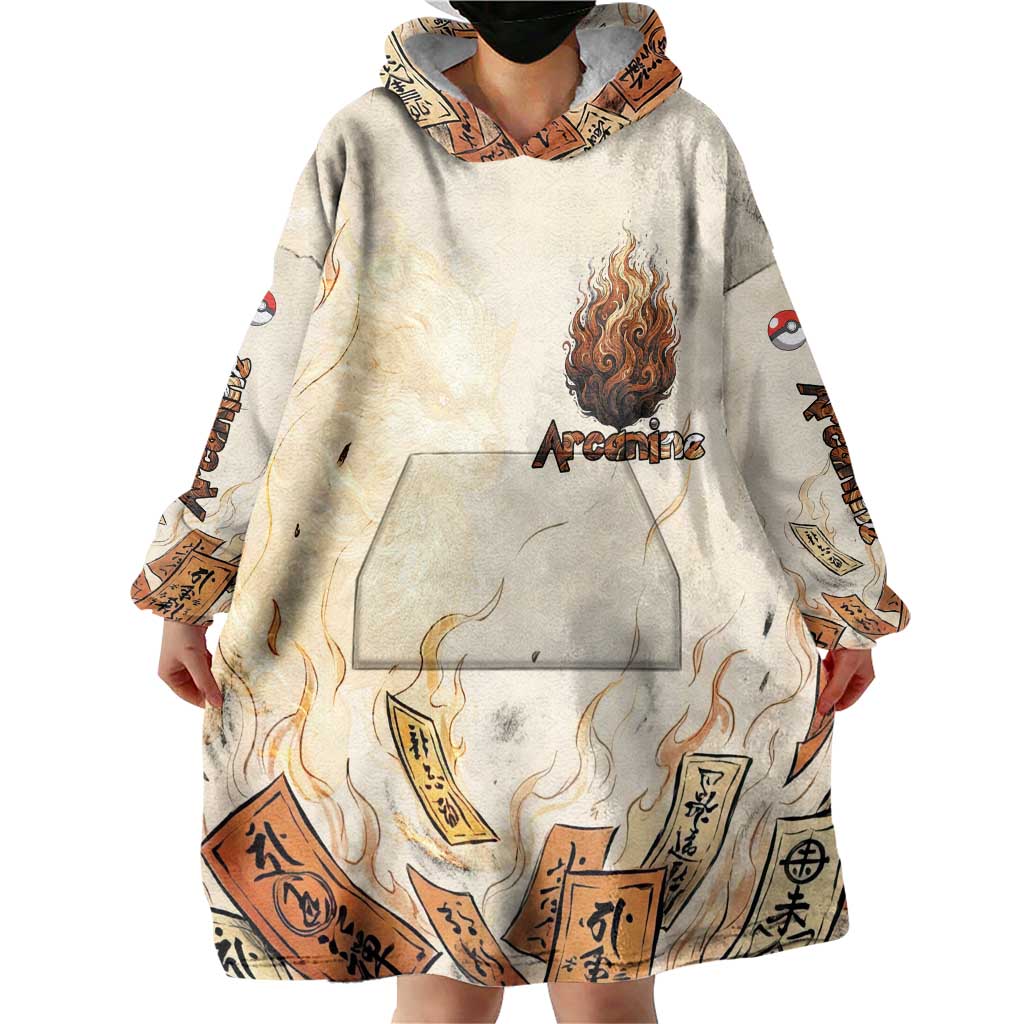 Arcanine Wearable Blanket Hoodie Japanese Spell Tag Fire Art