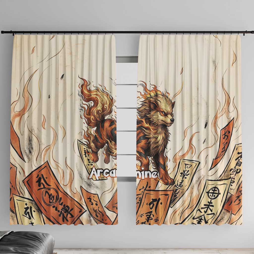 Arcanine Window Curtain Japanese Spell Tag Fire Art