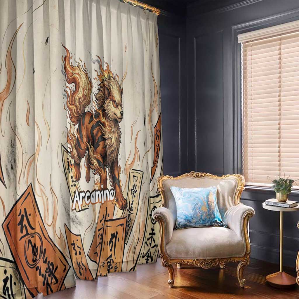 Arcanine Window Curtain Japanese Spell Tag Fire Art