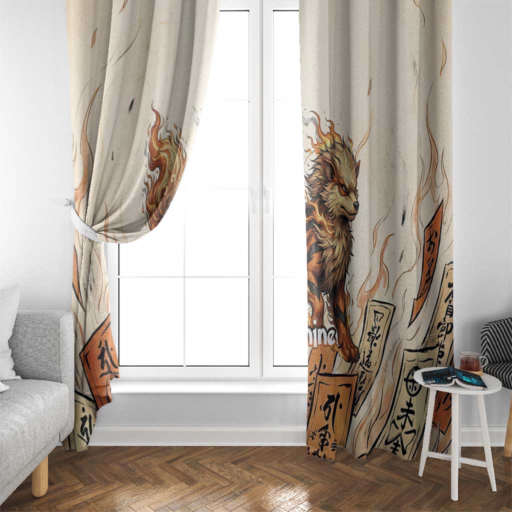 Arcanine Window Curtain Japanese Spell Tag Fire Art