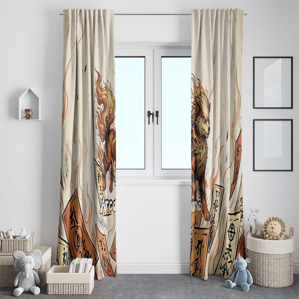 Arcanine Window Curtain Japanese Spell Tag Fire Art