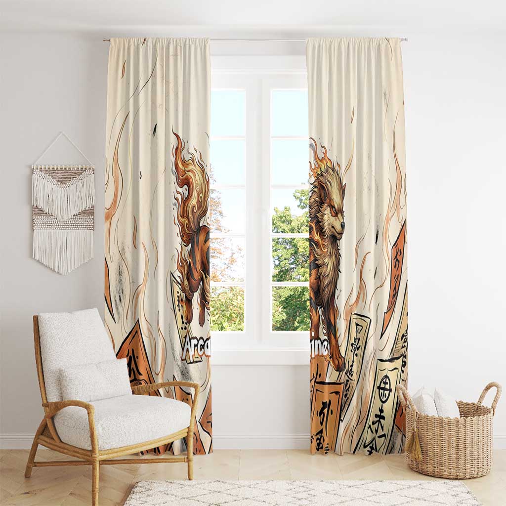 Arcanine Window Curtain Japanese Spell Tag Fire Art