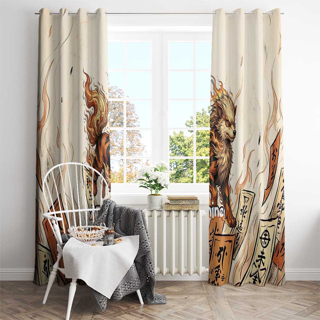 Arcanine Window Curtain Japanese Spell Tag Fire Art