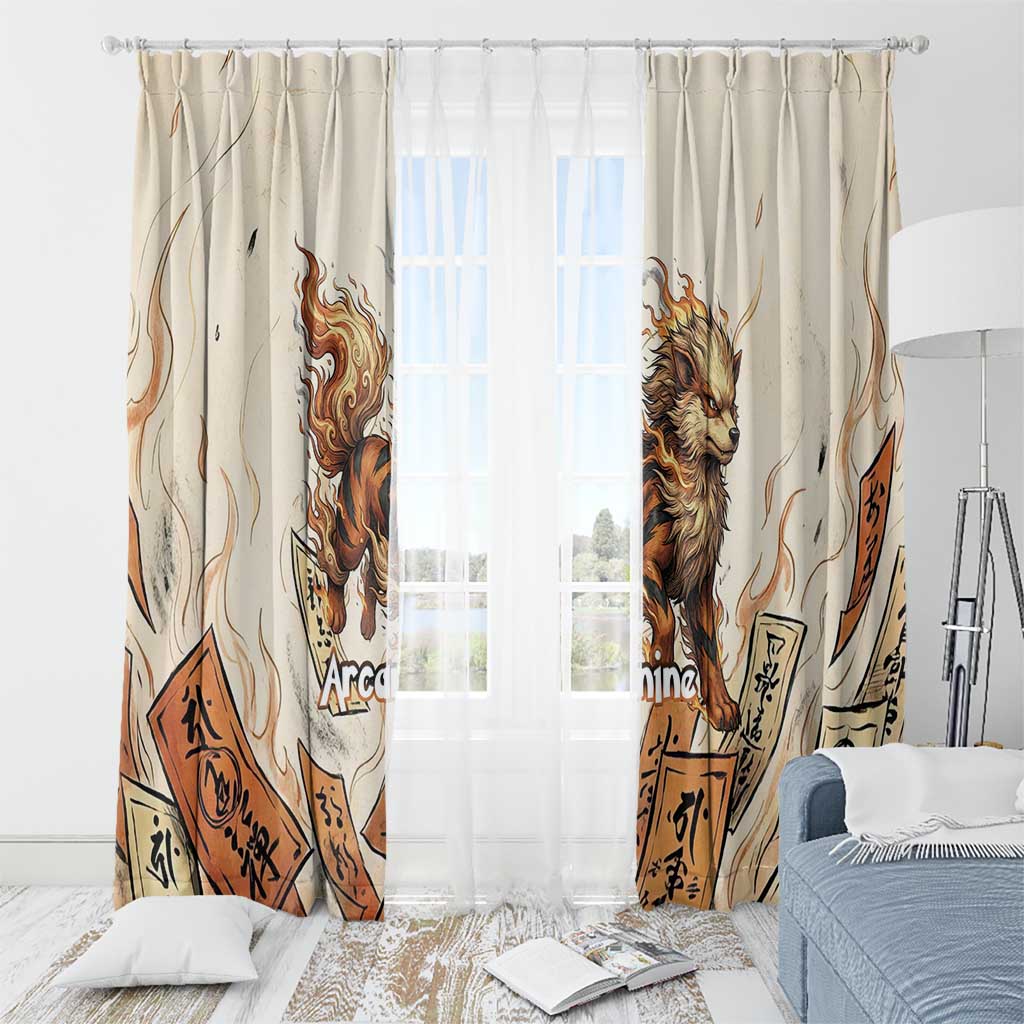Arcanine Window Curtain Japanese Spell Tag Fire Art