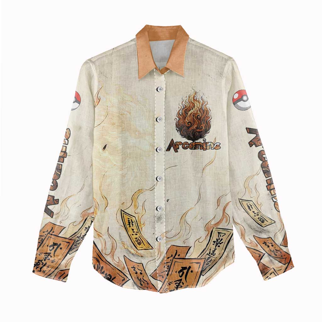 Arcanine Women Casual Shirt Japanese Spell Tag Fire Art