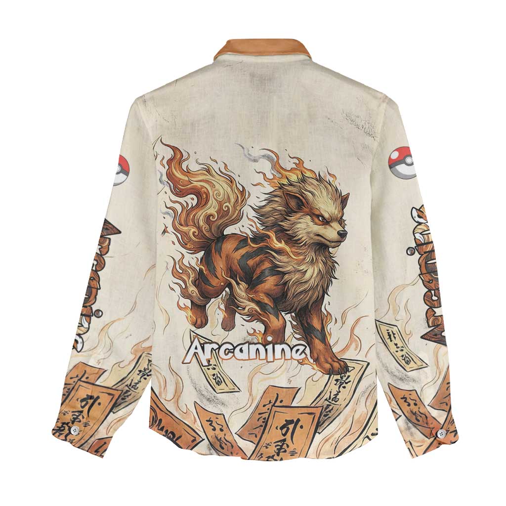 Arcanine Women Casual Shirt Japanese Spell Tag Fire Art