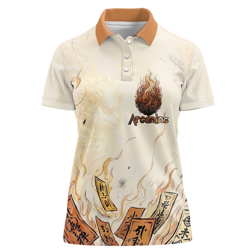 Arcanine Women Polo Shirt Japanese Spell Tag Fire Art