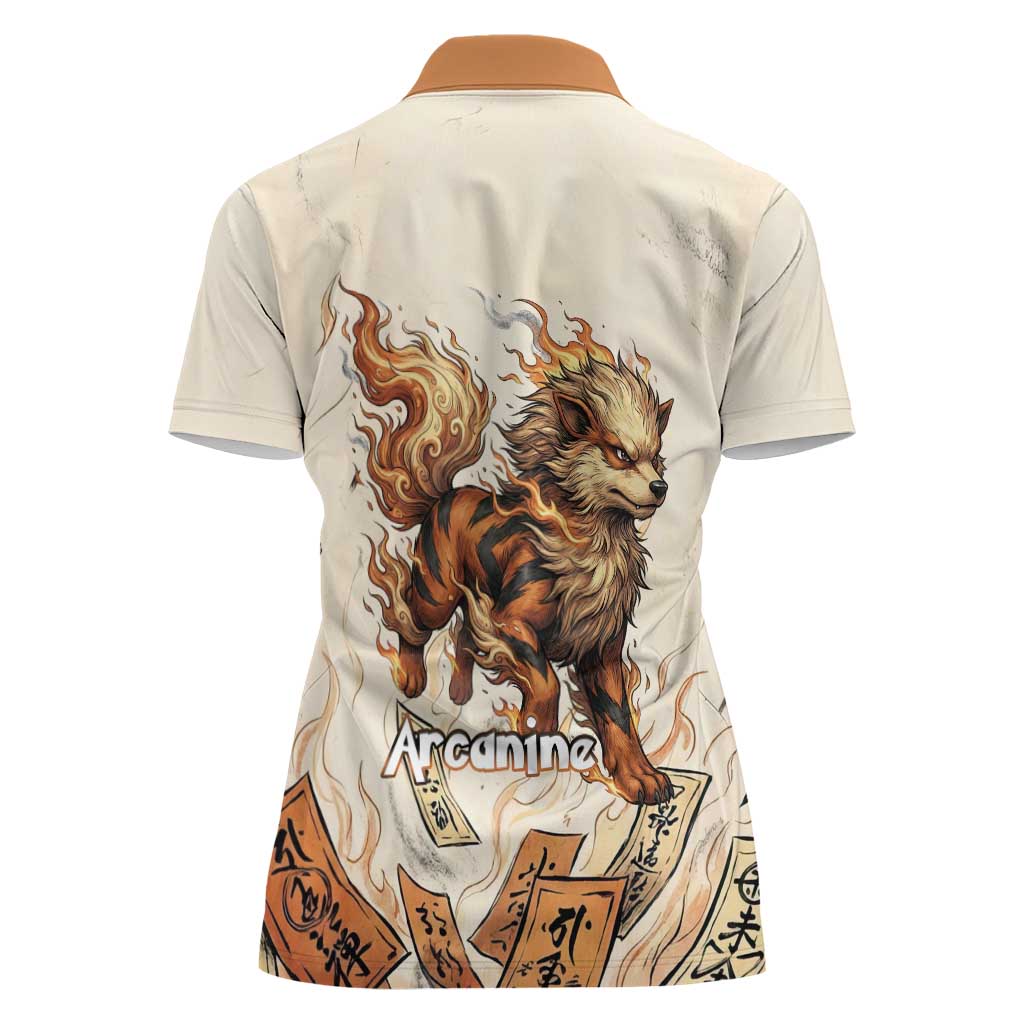 Arcanine Women Polo Shirt Japanese Spell Tag Fire Art