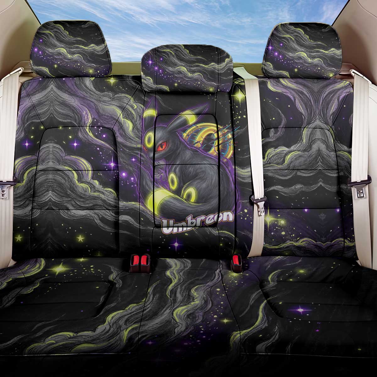Umbreon Back Car Seat Cover Cosmic Neon Galaxy Art