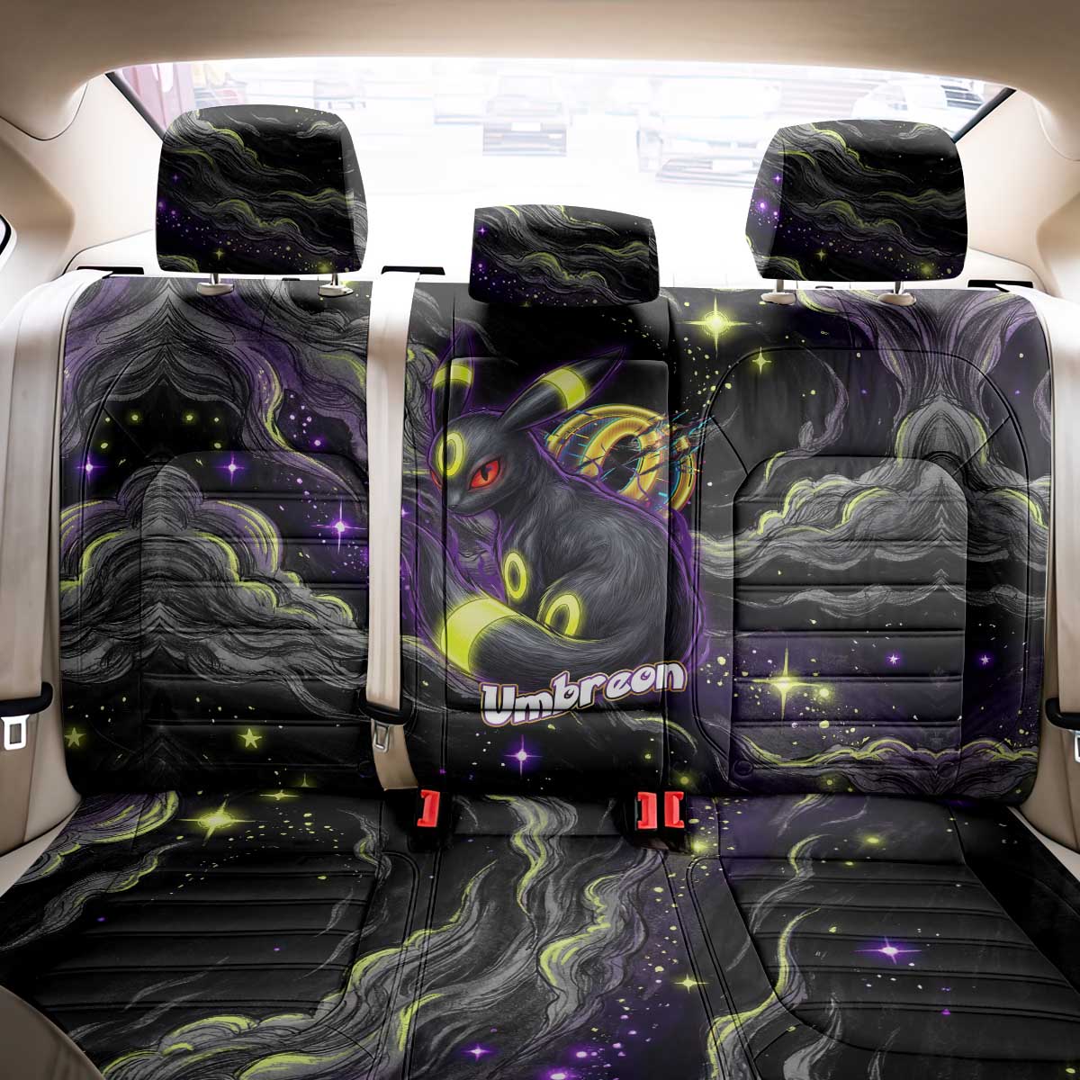 Umbreon Back Car Seat Cover Cosmic Neon Galaxy Art