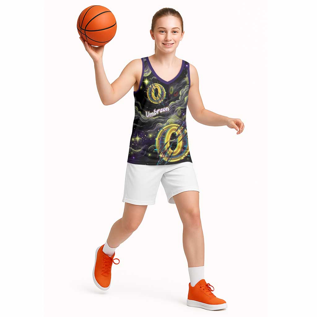 Umbreon Basketball Jersey Cosmic Neon Galaxy Art
