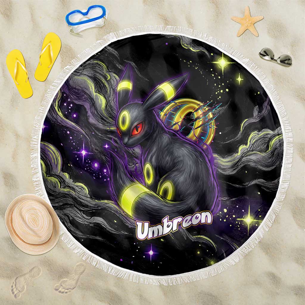 Umbreon Beach Blanket Cosmic Neon Galaxy Art