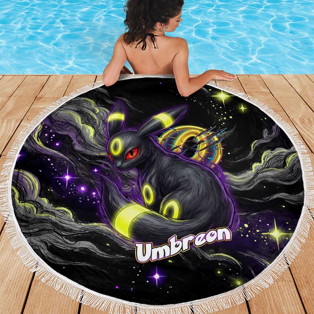 Umbreon Beach Blanket Cosmic Neon Galaxy Art