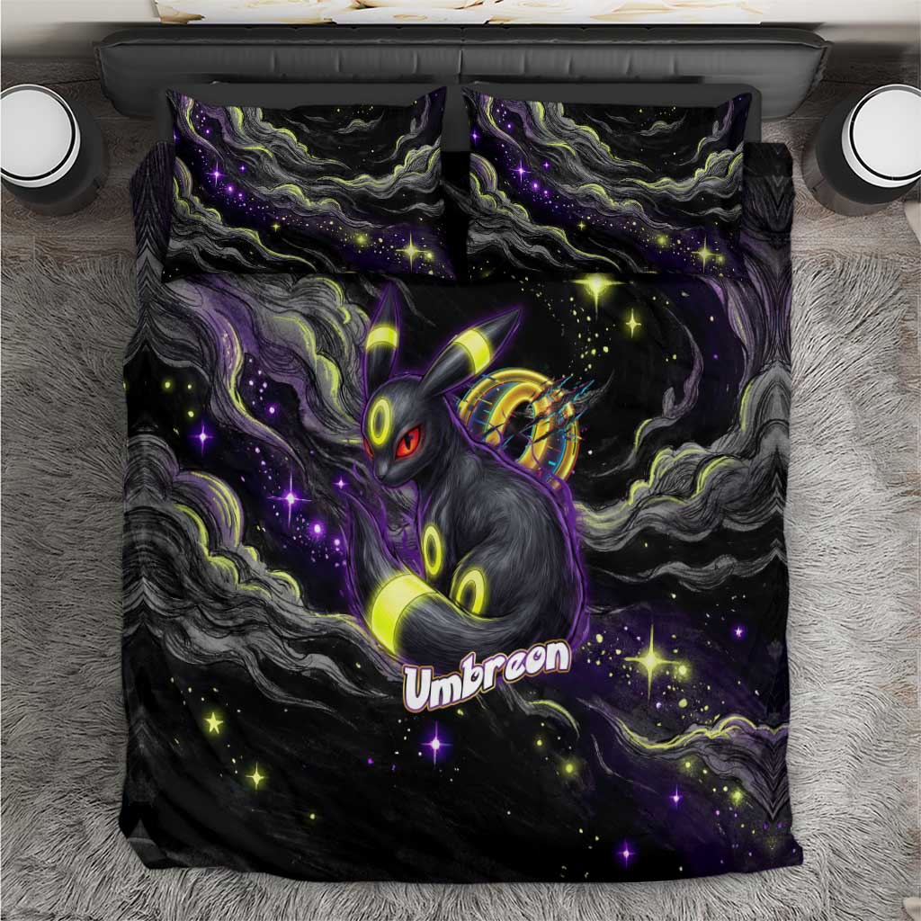 Umbreon Bedding Set Cosmic Neon Galaxy Art