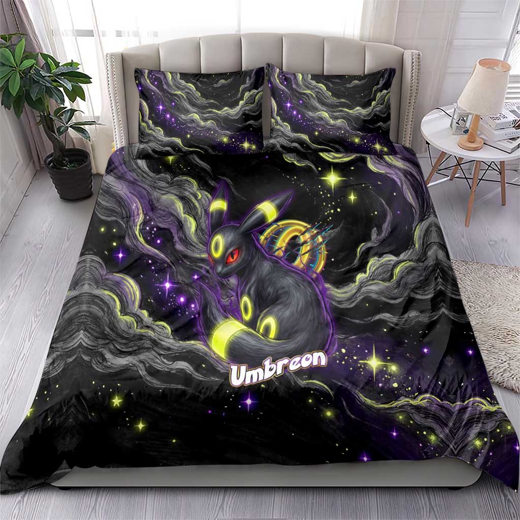 Umbreon Bedding Set Cosmic Neon Galaxy Art