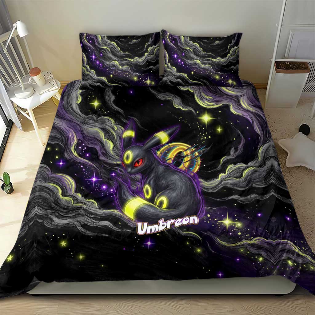 Umbreon Bedding Set Cosmic Neon Galaxy Art
