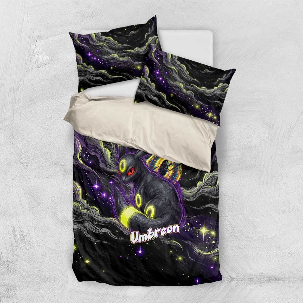 Umbreon Bedding Set Cosmic Neon Galaxy Art