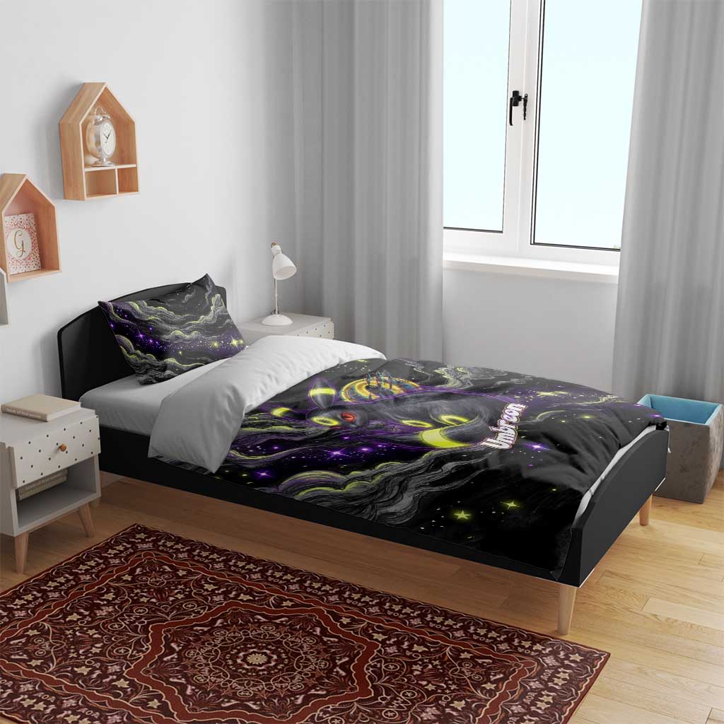 Umbreon Bedding Set Cosmic Neon Galaxy Art