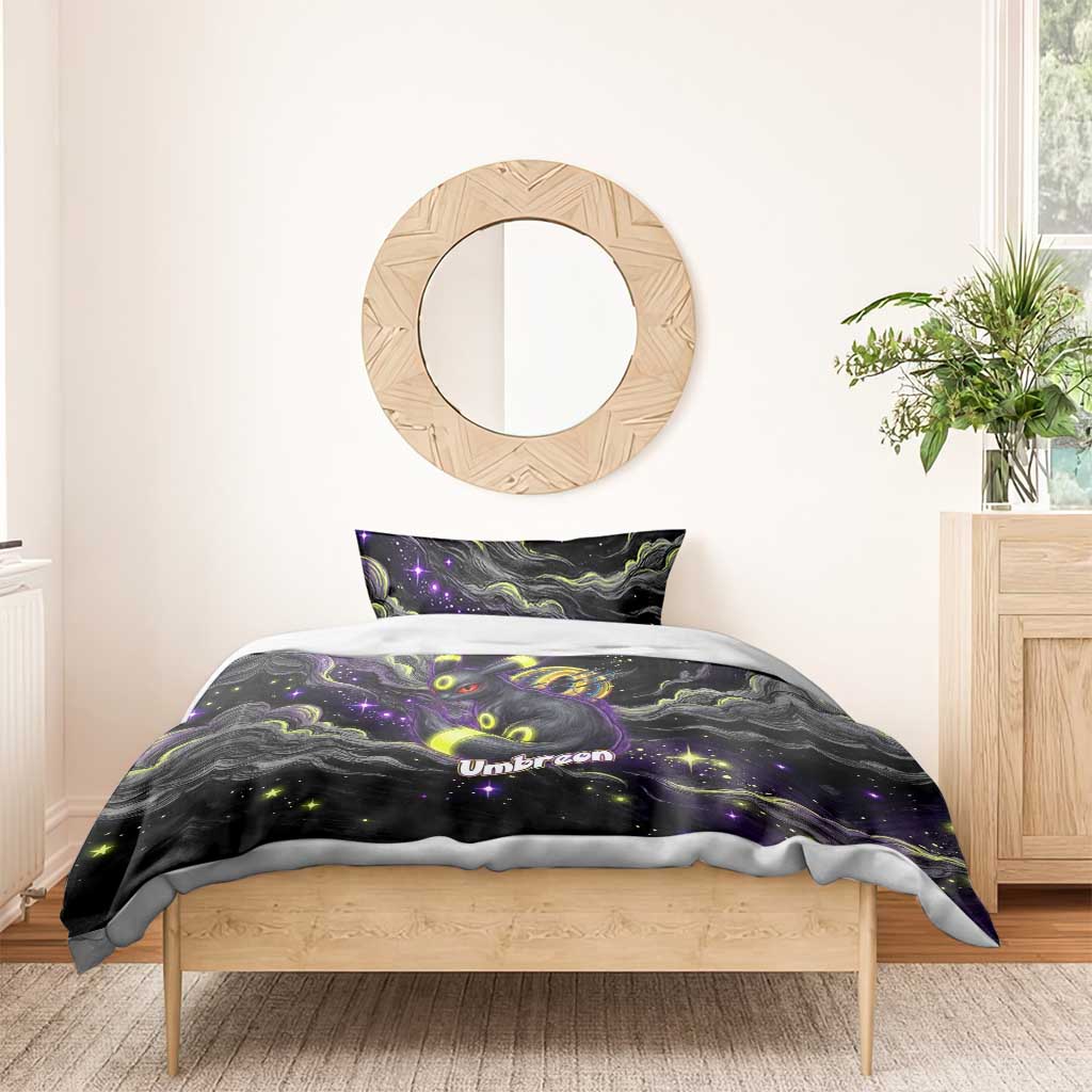Umbreon Bedding Set Cosmic Neon Galaxy Art