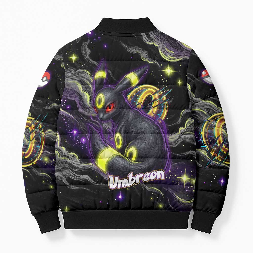 Umbreon Bomber Puffer Jacket Cosmic Neon Galaxy Art