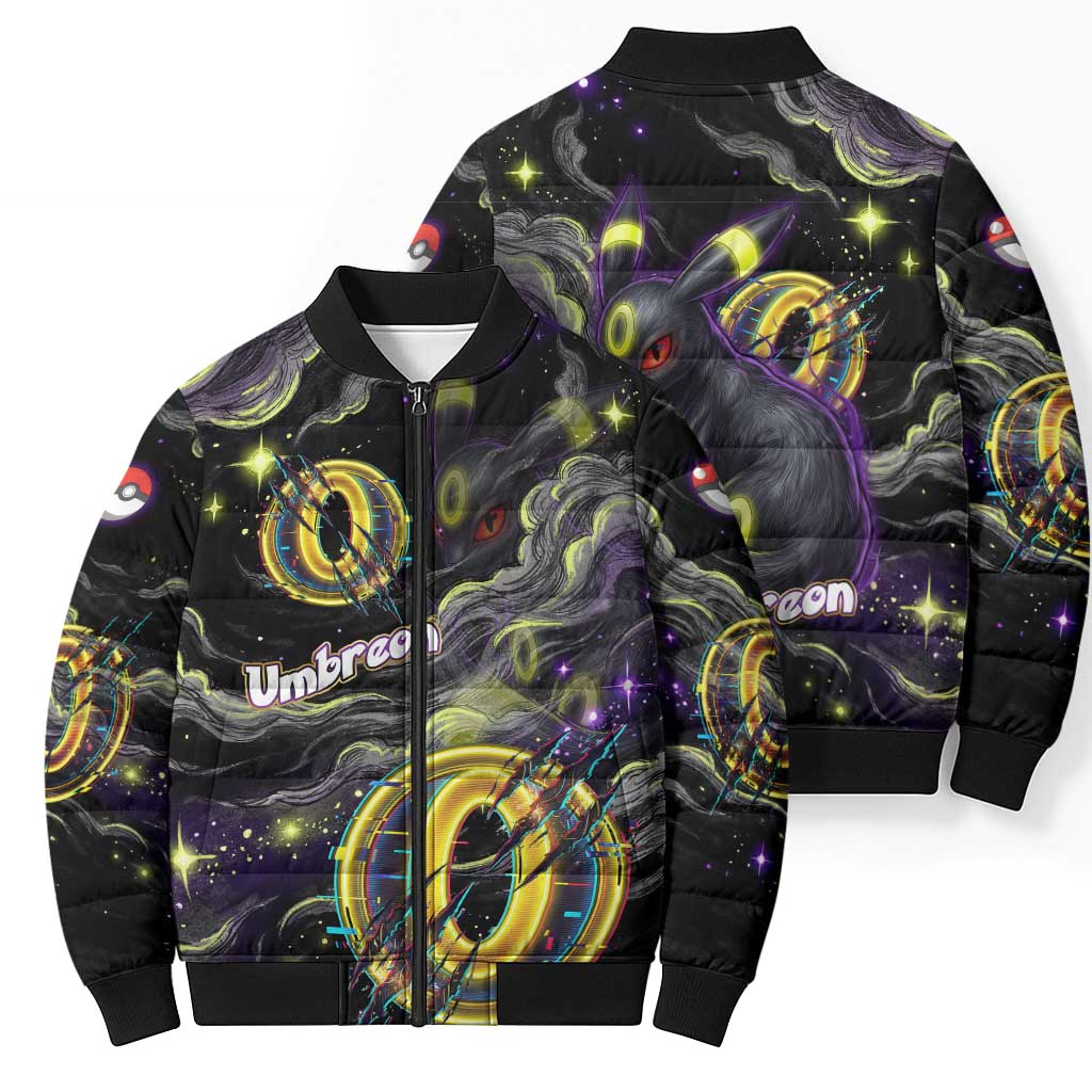 Umbreon Bomber Puffer Jacket Cosmic Neon Galaxy Art