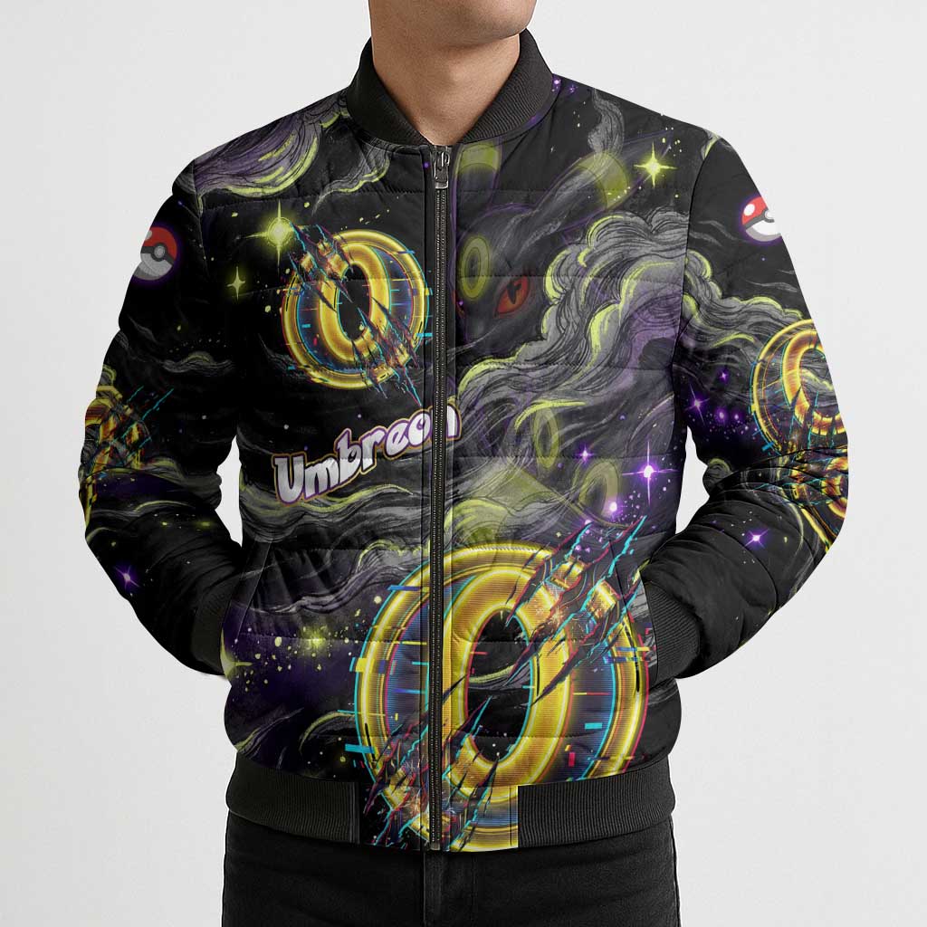 Umbreon Bomber Puffer Jacket Cosmic Neon Galaxy Art