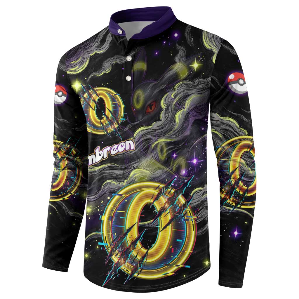 Umbreon Button Sweatshirt Cosmic Neon Galaxy Art