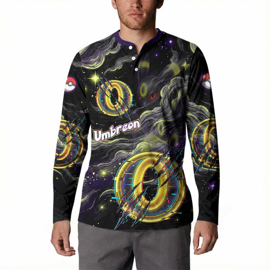 Umbreon Button Sweatshirt Cosmic Neon Galaxy Art