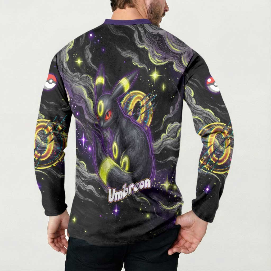 Umbreon Button Sweatshirt Cosmic Neon Galaxy Art
