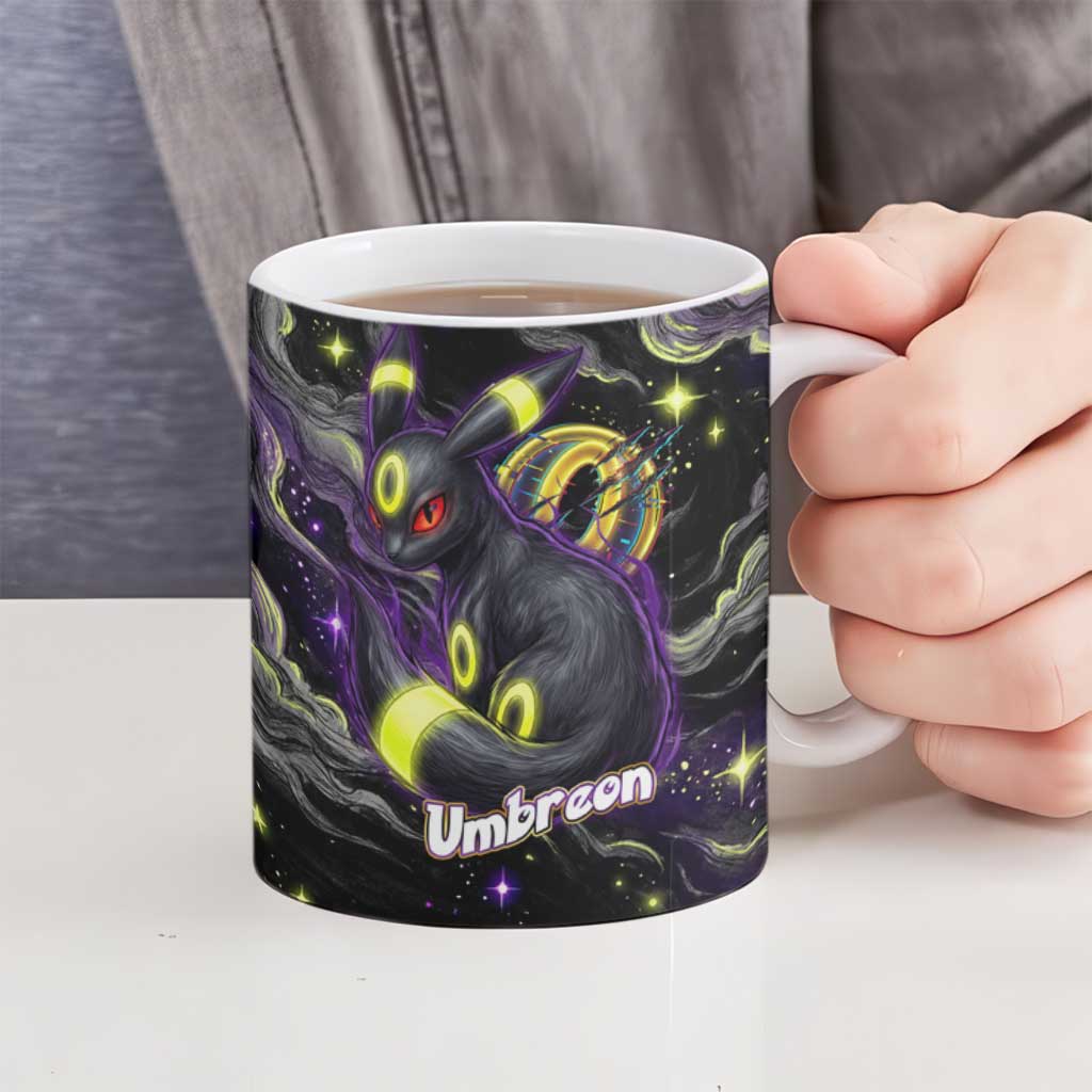 Umbreon Ceramic Mug Cosmic Neon Galaxy Art