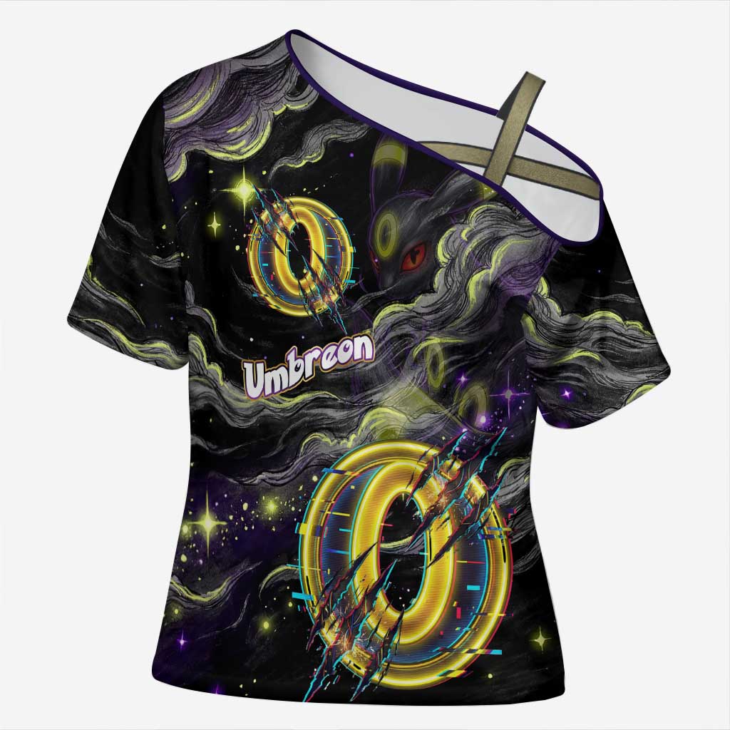 Umbreon Cross Shoulder Shirt Cosmic Neon Galaxy Art