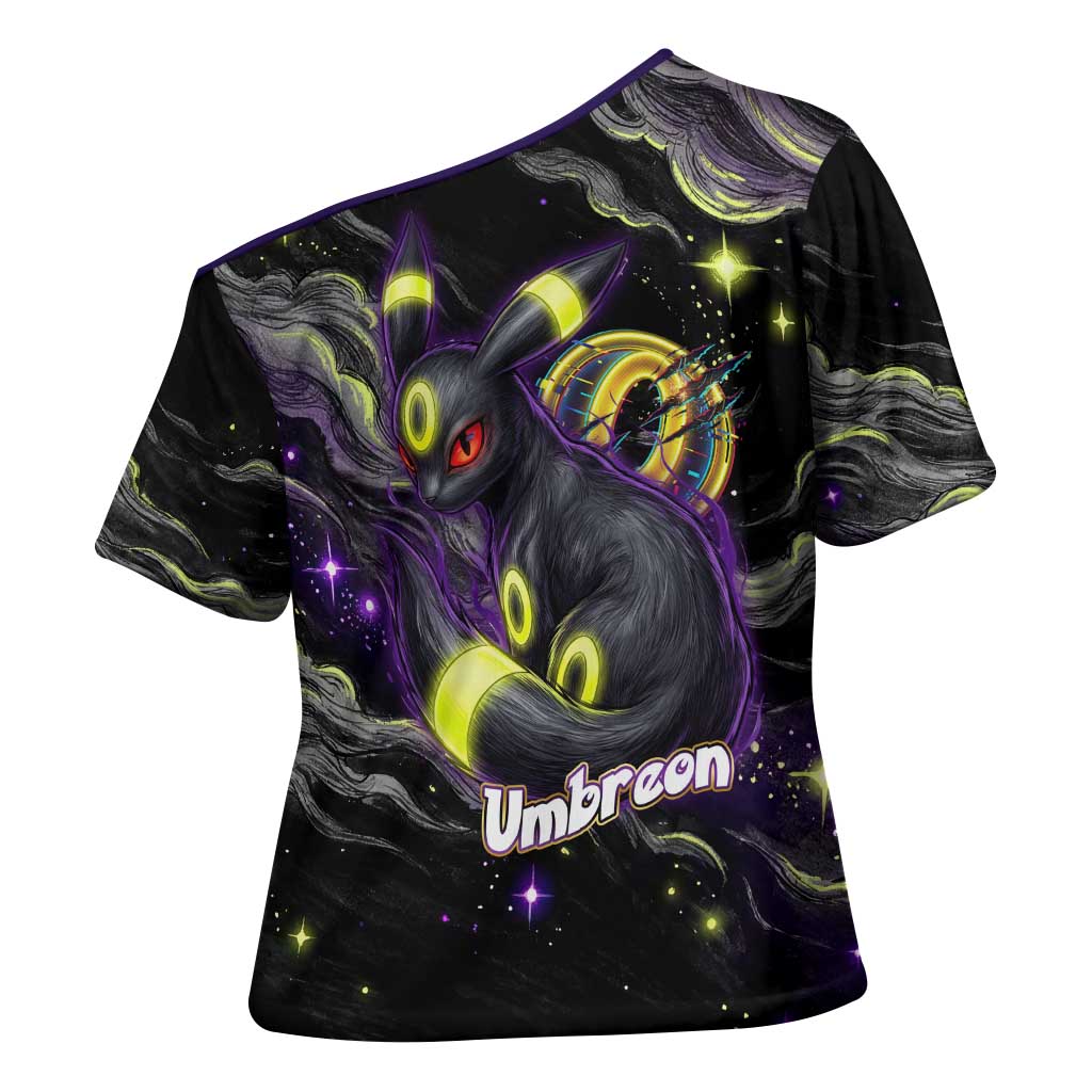 Umbreon Cross Shoulder Shirt Cosmic Neon Galaxy Art