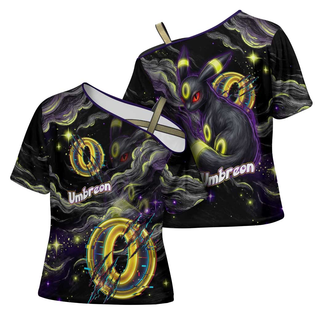 Umbreon Cross Shoulder Shirt Cosmic Neon Galaxy Art