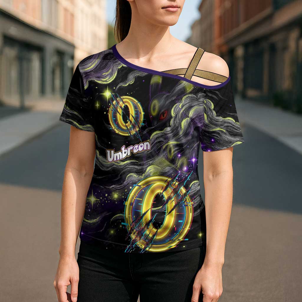 Umbreon Cross Shoulder Shirt Cosmic Neon Galaxy Art