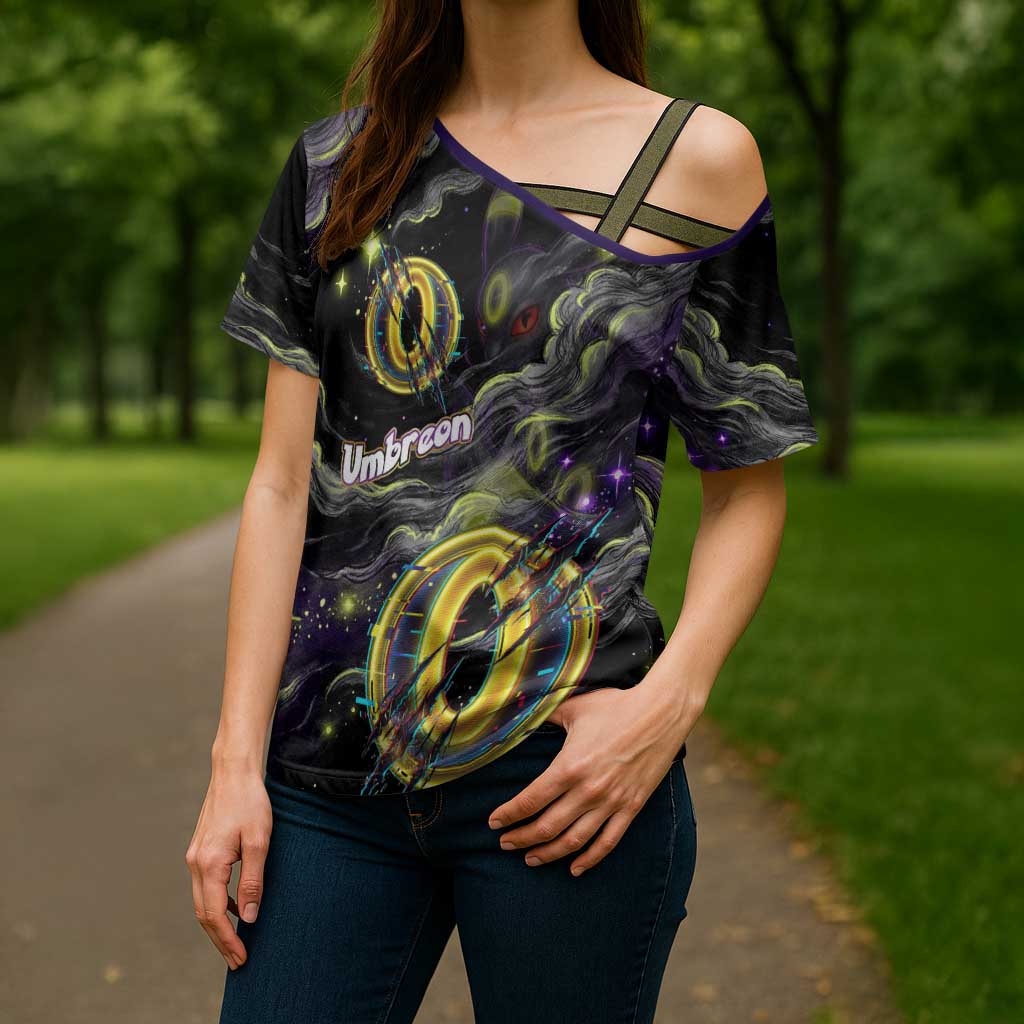 Umbreon Cross Shoulder Shirt Cosmic Neon Galaxy Art