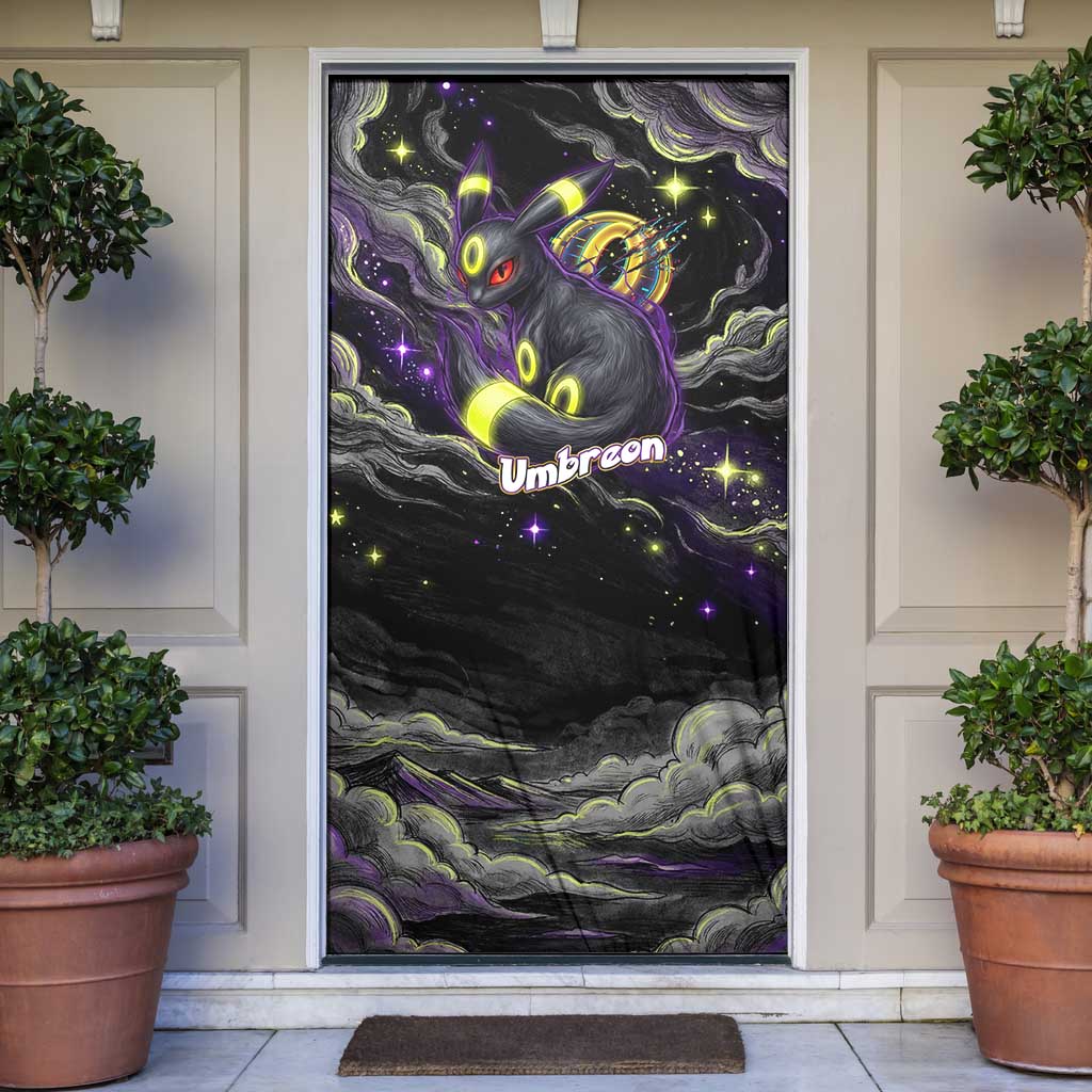 Umbreon Door Cover Cosmic Neon Galaxy Art