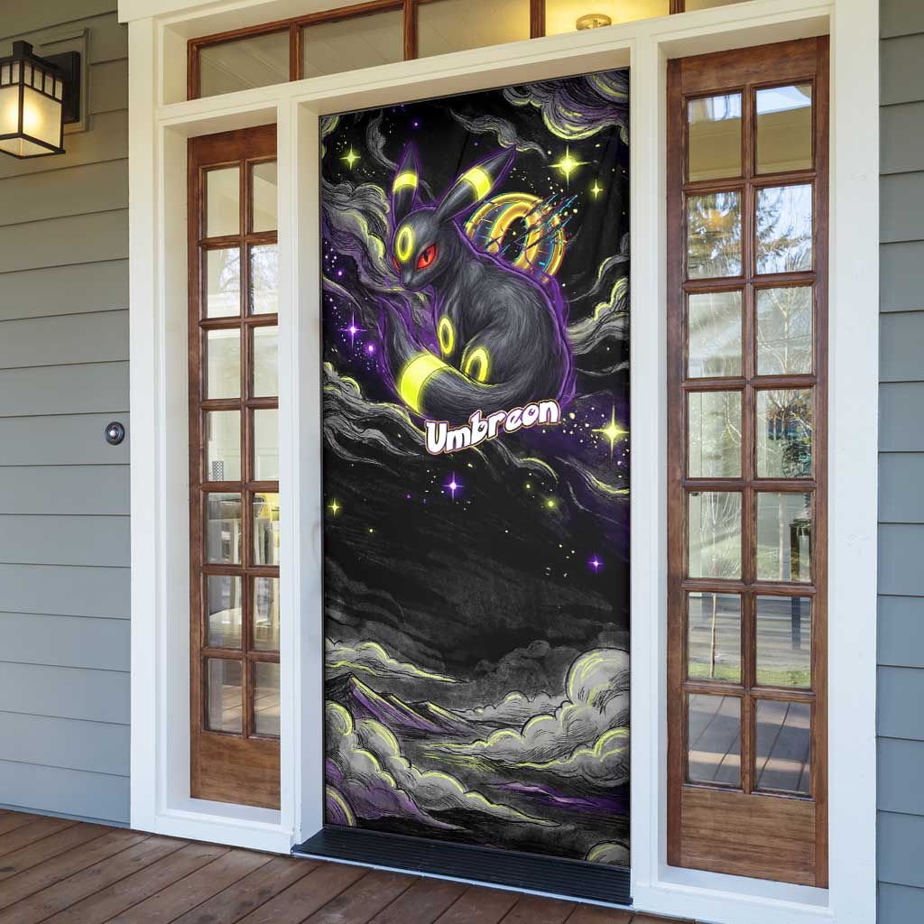 Umbreon Door Cover Cosmic Neon Galaxy Art
