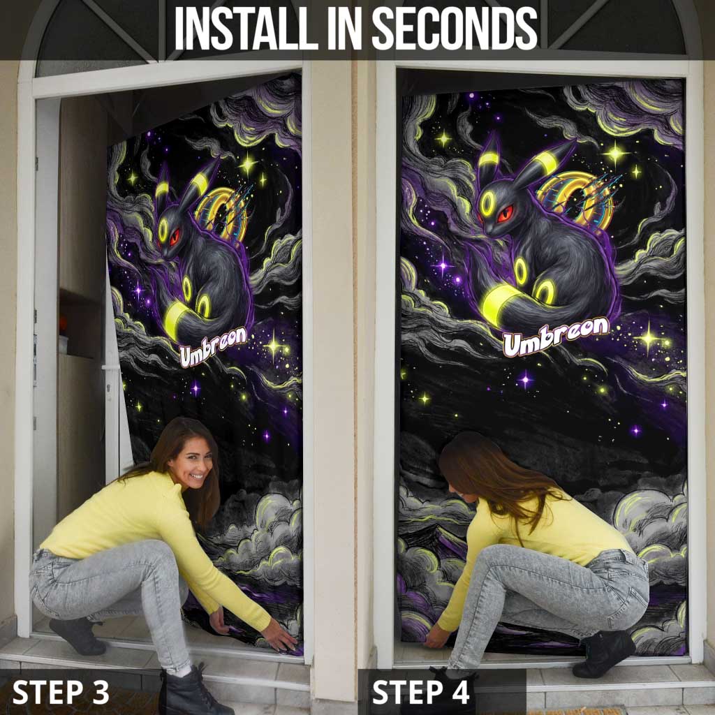 Umbreon Door Cover Cosmic Neon Galaxy Art