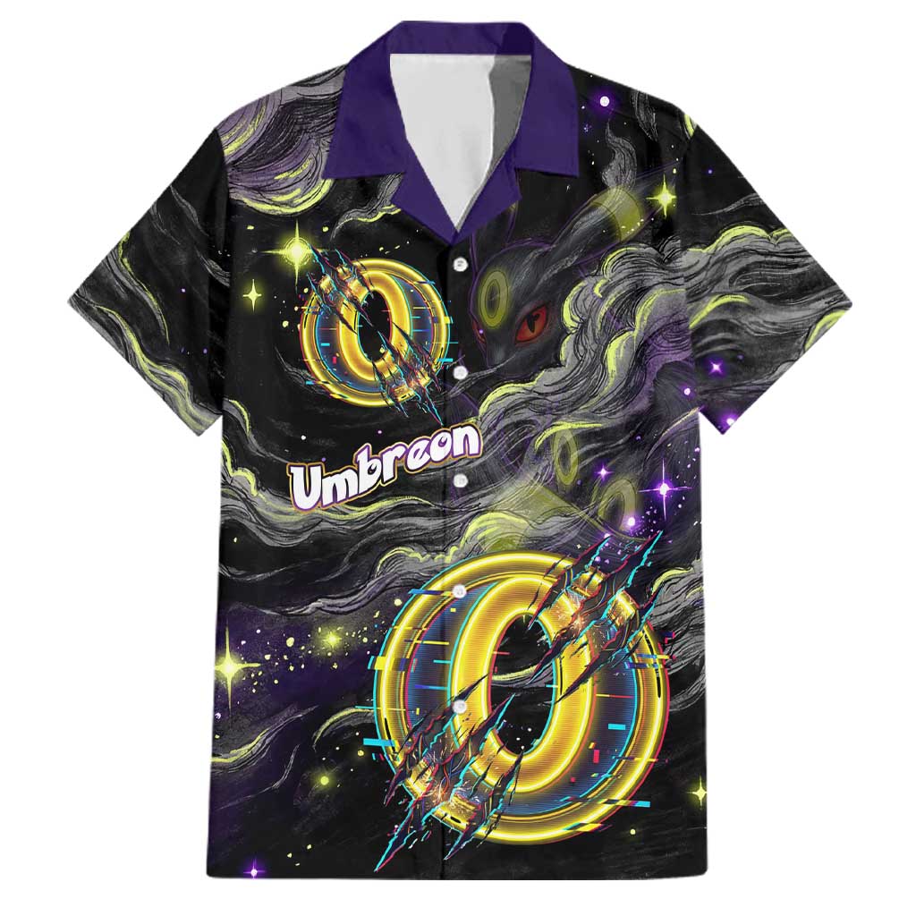 Umbreon Family Matching Summer Maxi Dress and Hawaiian Shirt Cosmic Neon Galaxy Art