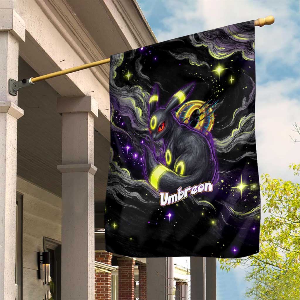 Umbreon Garden Flag Cosmic Neon Galaxy Art