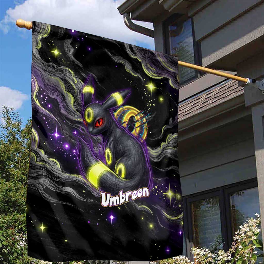 Umbreon Garden Flag Cosmic Neon Galaxy Art