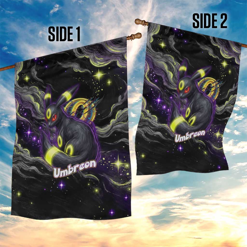 Umbreon Garden Flag Cosmic Neon Galaxy Art