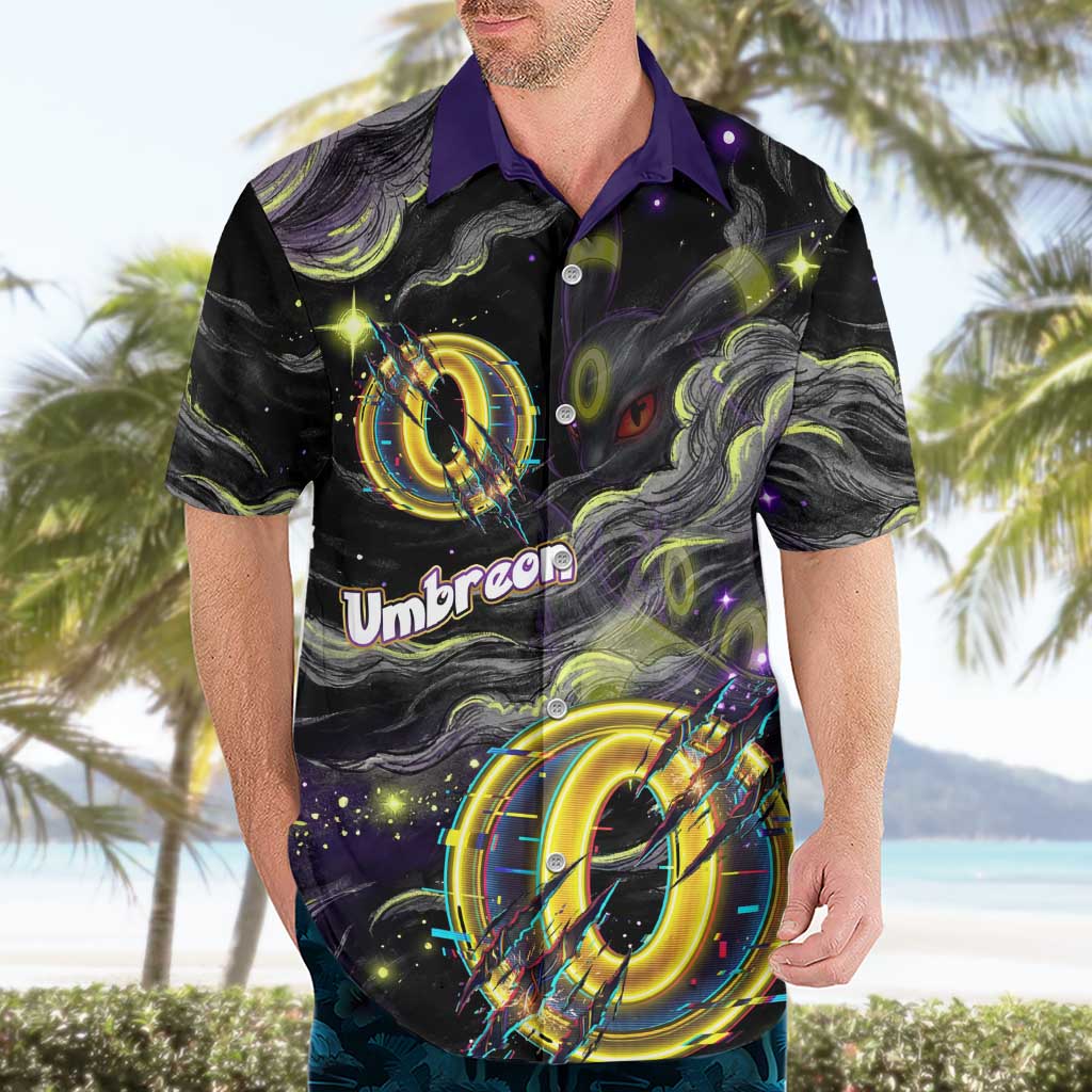 Umbreon Hawaiian Shirt Cosmic Neon Galaxy Art