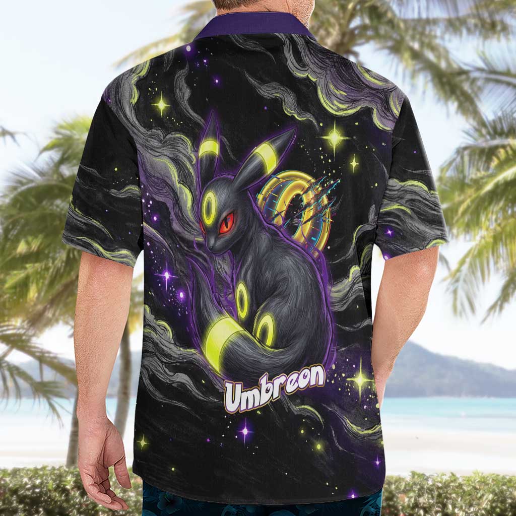 Umbreon Hawaiian Shirt Cosmic Neon Galaxy Art