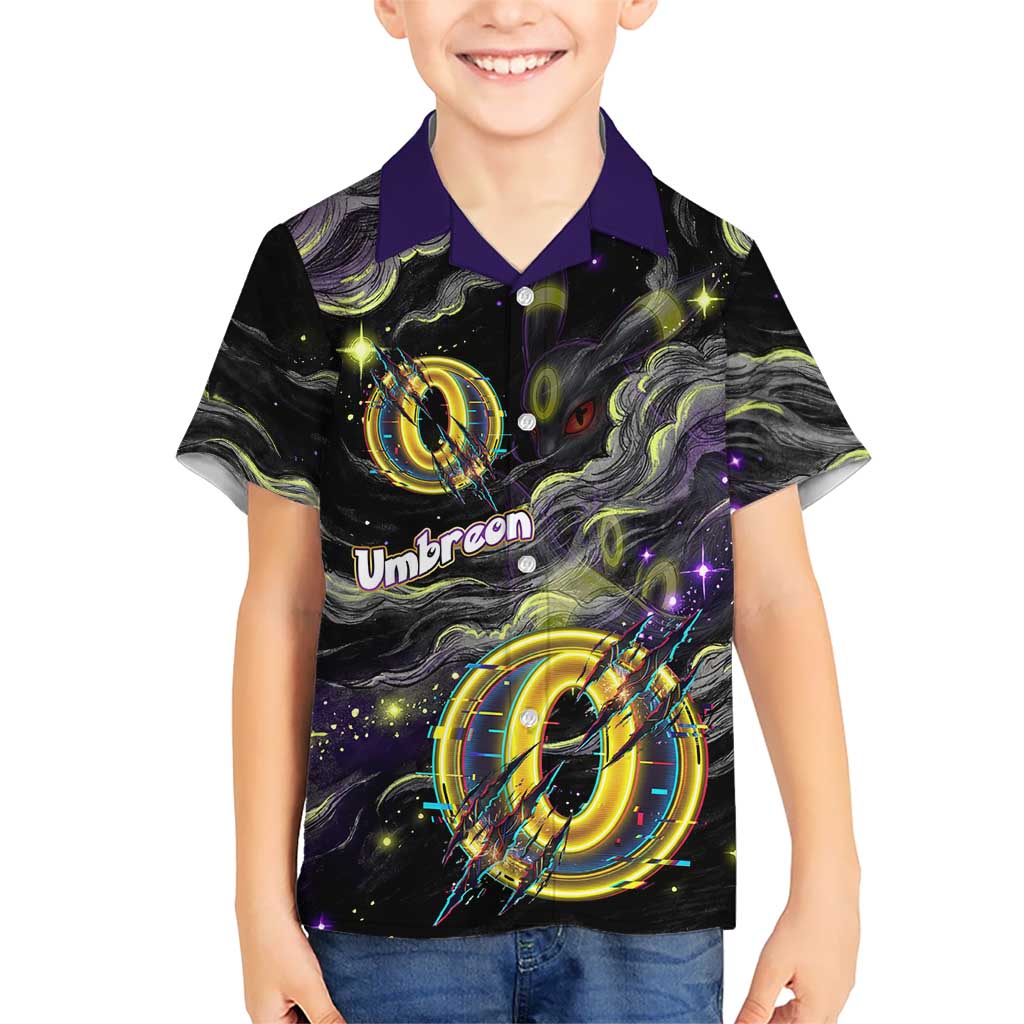 Umbreon Hawaiian Shirt Cosmic Neon Galaxy Art