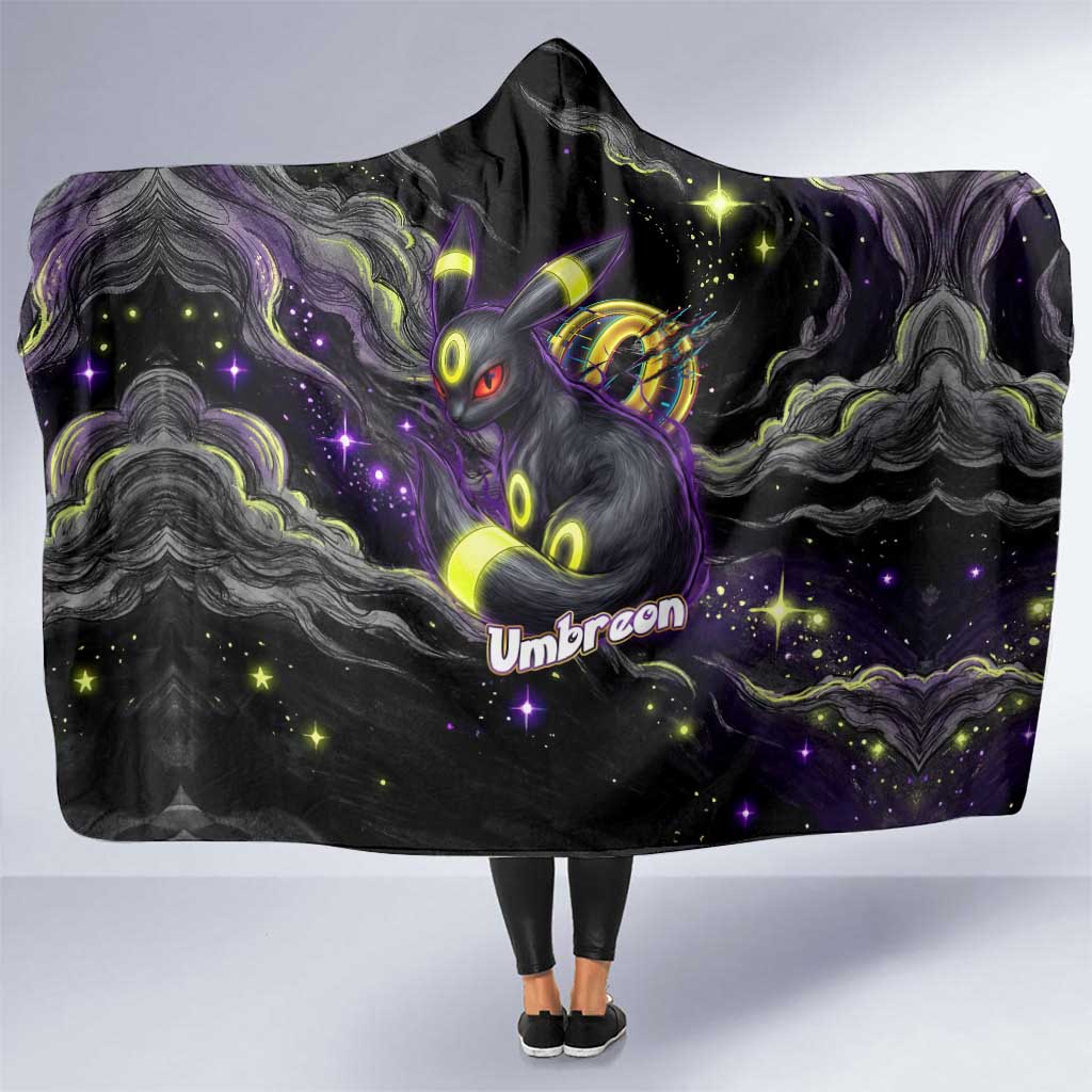 Umbreon Hooded Blanket Cosmic Neon Galaxy Art